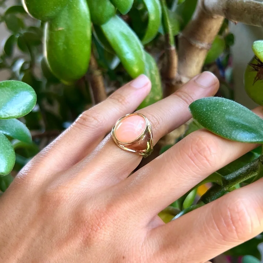 Peach Jewel Gold-Plated Ring